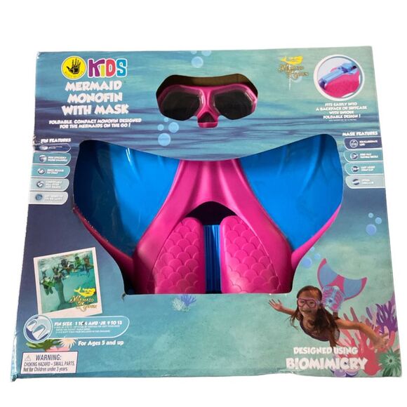 Body Glove Kids' Mermaid Foldable Single Fin, Includes Adjustable Goggles - Picture 1 of 2